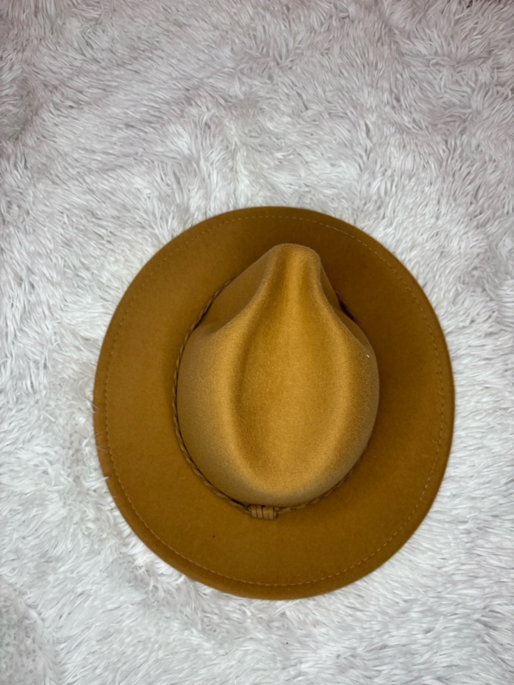 Wide Brim Felt Hat in Camel Tan